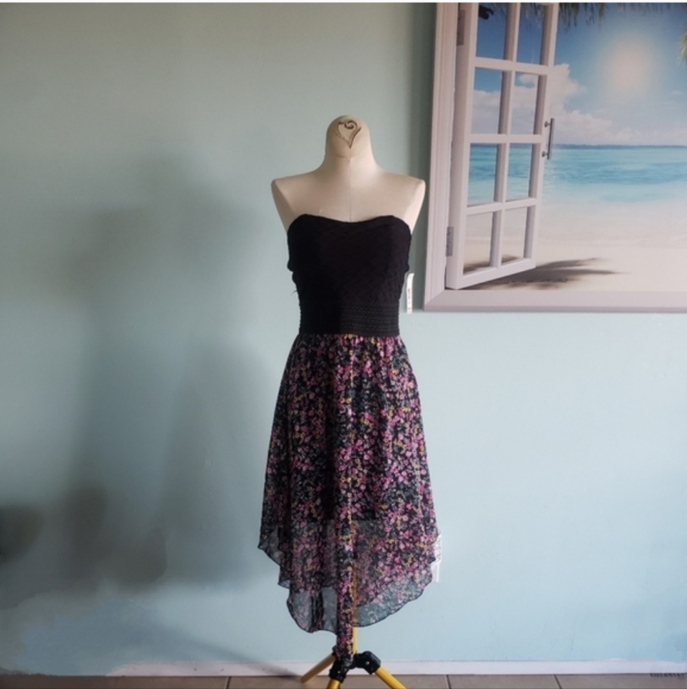 NWT No Boundaries Floral High-Low Strapless Dress - Y2K Fairycore - Small